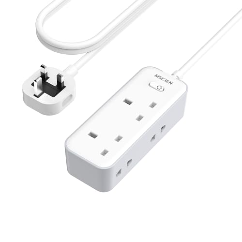 3M Extension Lead with 3 USB Slots, Mscien Shaver Plug Adaptor UK with 13A Fuse, 2 Way Extension Cable, Extension Cord 3 Metre with Wall Mountable for Electric Toothbrush Charger, Shaver (3250W).