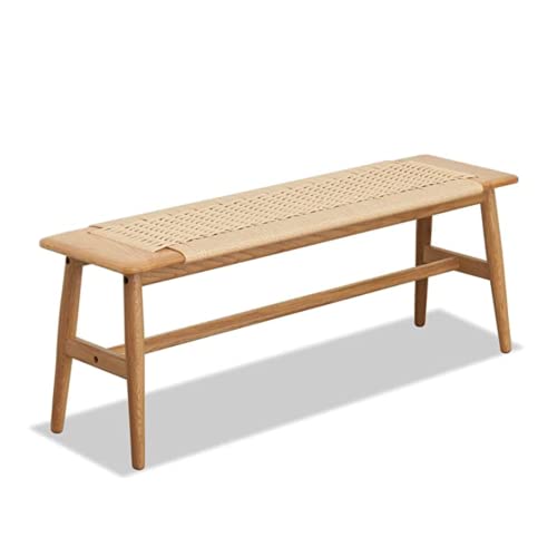 Marsrizon 32" L 100% Fas Oak Boho Bench Solid Wood Rope Woven Entryway Bench, Dining Bench Modern Furniture For Entryway, Dining Room, Bedroom, Kitchen (Natural) #TOP24