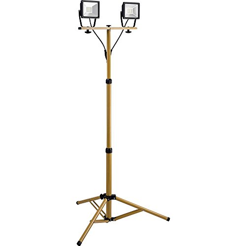 Goobay LED Baustrahler Zwei Flutlichstrahler auf Teleskopstativ, Zink, 20 W, Schwarz/Gelb, 2x 20W