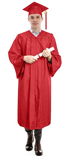 Image of Graduation Cap Gown 2026 2027 Matte Unisex for High School Bachelor | Heavyweight Matte Polyester,Zipper Closure,Adjustable Cap,Sizes 39-60,Bulk Orders Available