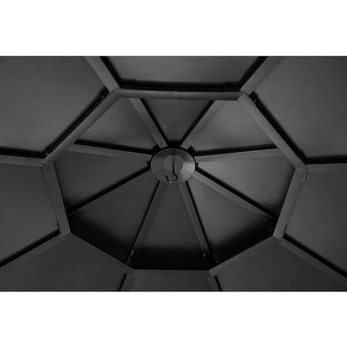 Sunjoy Ion Collection 13 x 13 ft. Cedar Framed Octagon Wood Gazebo with Brown Double Tiered Steel Hardtop Roof and Ceiling Hook for Garden, Backyard Shade - Image 8