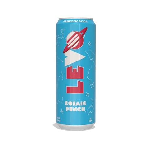 LEVO Soda Pop, Cosmic Punch | Sparkling Prebiotic Soda | 5g of Dietary Fiber for Gut Health | 5g Cane Sugar | Caffeine Free | Low Calorie | 12 Fl Oz (Pack of 12) Cover