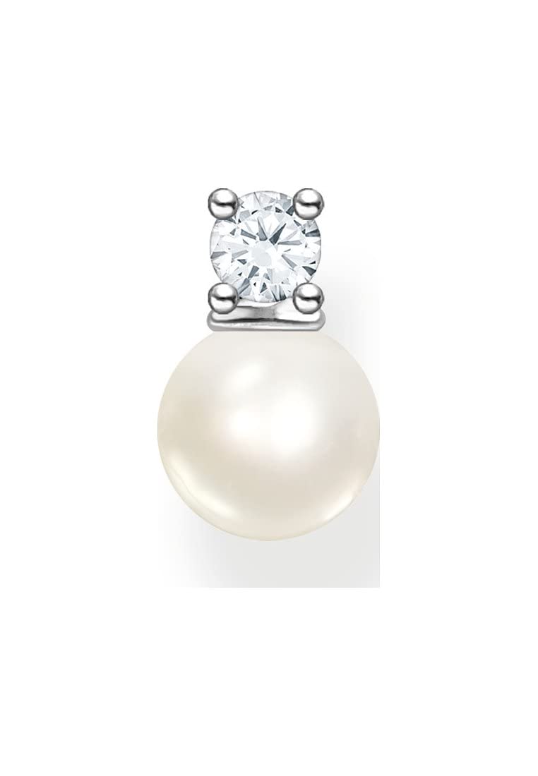 THOMAS SABO Einzel Ohrstecker Perle mit weißem Stein silber 925 Sterlingsilber
