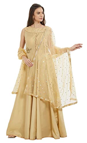 themilestocks TMS Woman's Embellished Net Dupatta Scarf Shawl Wrap Soft Indian Bridal Wedding (Cream)