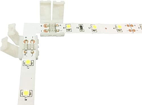 LitaElek 10pcs LED Connector 2 Pin 8mm Wide SMD 3528/ 2835 Monochrome LED Strip Corner Connector LED Tape L-shape Connecter LED Ribbon Right Angle Connector Adapter LED Band L Connector