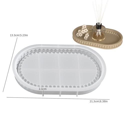 Wehous Oval Beaded Tray Silicone Molds for Resin Concrete, Tray Container Epoxy Resin Casting Molds, Candle Holder Jewelry Trinket Plate Unique Storage Mold for DIY Art Craft Home Ornament