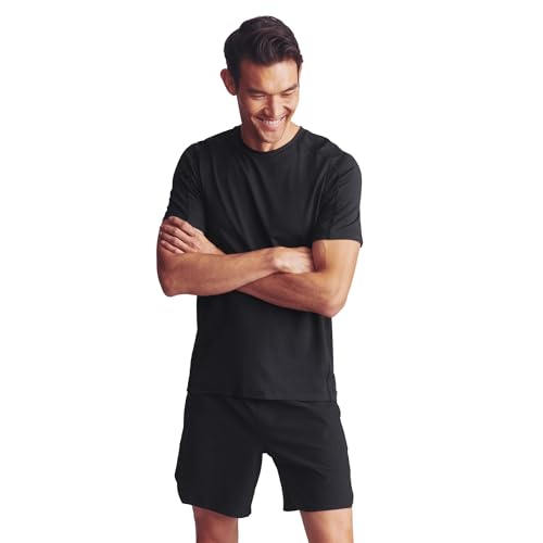 Rhone Mens Invictus Training Tee - Breathable Mesh Anti-Odor High Intensity Workout Shirt for Men (Black X-Large)