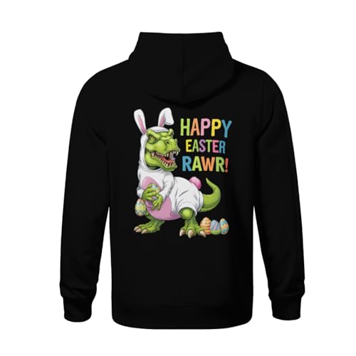 Kids Easter Day Dinosaur Funny Happy Easter T Rex Boys Girls Lightweight Kangaroo Pocket Hoodies3