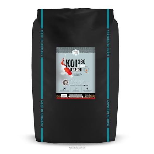 Nutramare Koi360 Basic Swim 10kg | Schwimmendes Koi-Fischfutter für Frühjahr & Sommer | Mit Lachsöl & Montillit Aktivton | Ganzjahresfutter
