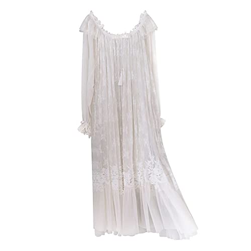 LHYLHY Nachthemd Dame Nachtwäsche Spitze Süße Nachtkleid Prinzessin Frauen Nachthemd Mittelalterliche Palaststil (Color : 3, Size : XL.) Cover
