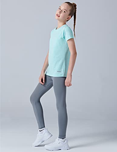 4 Pack: Youth Girls Athletic Shirts, Short Sleeve Dry Fit Apparel Tech Tshirts, Sports Activewear For Kids Teens (Set 1, Large) #TOP2