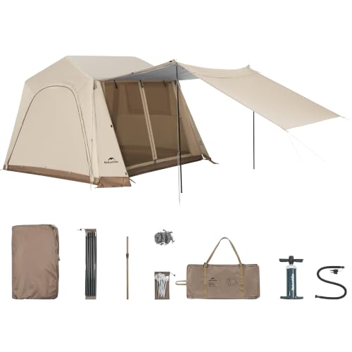 Naturehike Village 6.0 Inflatable Camping Tent [Standard Edition] - 15.5㎡ Luxury Glamping Air Tent, PU3000mm Waterproof UPF50+ Sun Protection