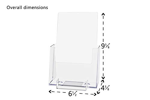 Marketing Holders 6”W Brochure Holder With Business Card Pocket Value Pack Of 10 Clear Acrylic Booklet Menu Catalog Organizer Hand Out Multi Slot #TOP28