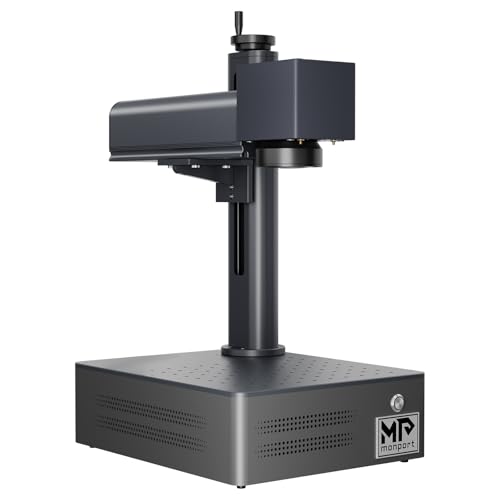 Monport 30W Faserlaser Graviermaschine, 10.000 mm/s Hochgeschwindigkeitsgravur, 2,5D-Metallgravur mit 0,01 mm Präzision, Kompatibel mit LightBurn & BSLcad, Desktop-Lasergravierer für alle Metalle Glas