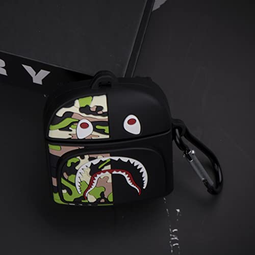 Swuu Designer Case For Airpods 2 Generation,Silicone Cartoon Case For Airpods 1/2Nd Generation With Keychain,Black Shark Mini Airpod Case Bag For Airpods 1&2 For Teens Boys Men Girls Women #TOP5