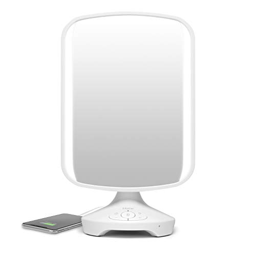 iHome 7 x 9 Reflect ll iCVBT3 Adjustable Vanity Mirror, Makeup Mirror with Bluetooth Audio, Hands-Free Speakerphone, LED Lighting, Siri & Google Support USB Charging, Flat Panel LED Lighting (White)
