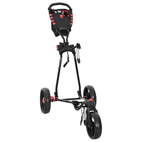 GeenYuu Golf-Dolly żelazko czarne, składane, 110 x 60 x 132 cm, z kołami łożyskowymi kulkowymi i hamulcem nożnym, wytrzymały, składany wózek na pole golfowe, do transportu na świeżym powietrzu i