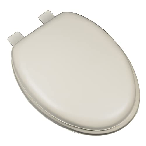 Bath Décor 6Q1E2-01 Premium Soft Toilet Seat with Wood Core includes Vari-Adjust Lok-Down Release 'N' Clean Hinge, Elongated, Bone