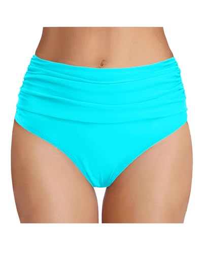 Image of Tempt Me Women's High Waisted Bikini Bottom Tummy Control Ruched Bathing Suit Swim Bottom