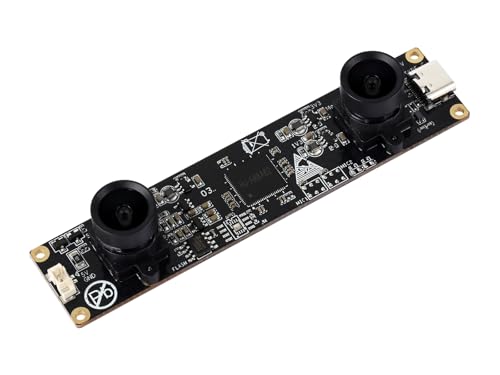 Waveshare OS02G10 2MP Stereo USB Camera Module, OS02G10 Sensor Chip, USB2.0 Port, Synchronized Same-Frame Output, 62mm Baseline, Featuring Distortion-Free Lenses