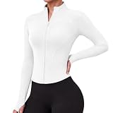 HYCOPROT Veste Sport Femme Haut Course Léger Fitness Yoga Tops avec Pouces