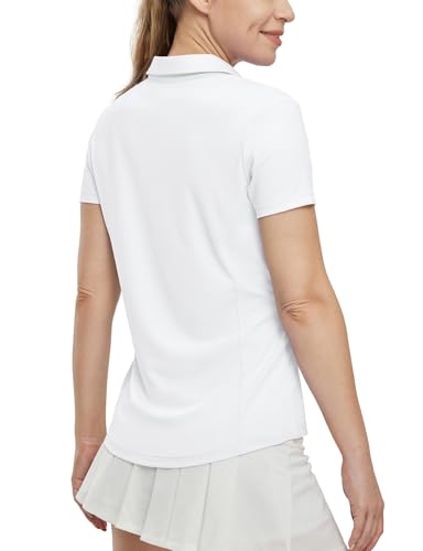 Image of BGOWATU Women's Short Sleeve Golf Tennis Polo Shirts V Neck Collared Workout Tops UV Protection Dry Fit