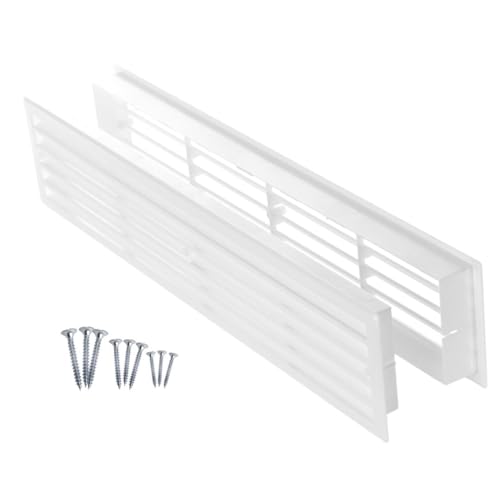 ABOUT VENT 18 x 4 Inch Door Vent Cover with Screws - White Interior Door Vent Covers - Two Sided Plastic Ventilation Grille - Door Vents for Interior Doors - Bathroom Air Vent Louvers for Door