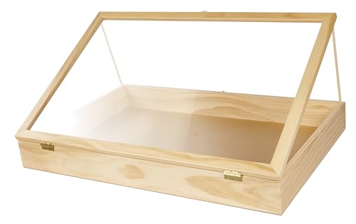 SSWBasics 36-Inch Portable Natural Pine Wood Countertop Display Case - Showcase Your Items in Style...