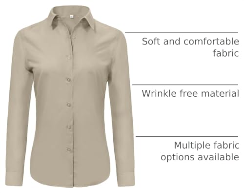 Ruisin Womens Button Down Shirts for Women Formal Work Button-Down Shirt Dress Blouses Tops Beige Khaki Size XL by Ruisin - Used condition - US$12.25