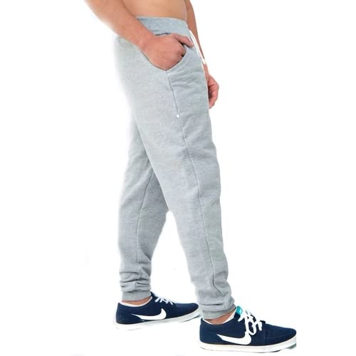 Calça Moletom Masculina Slim Moletinho Cinza Com Fecho Elástico 2 Bolsos Confortável Corrida Esporte