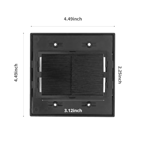 XGGYA Plastic Bracket 2gang Black and Brush Wall Plate Black 2pc, 2 Pack