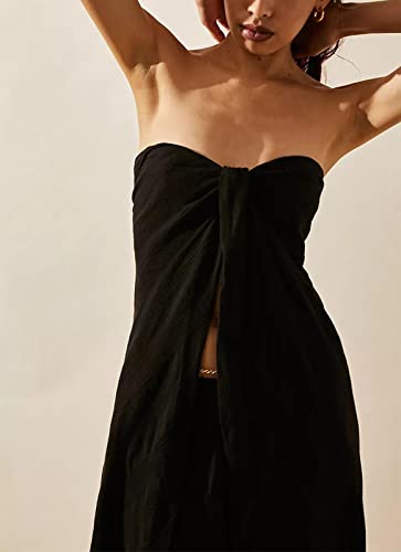 Womens Summer Two Piece Outfits Twist Knot Crop Tops Wide Leg Pants Y2K Loungwear Sets with Pockets3