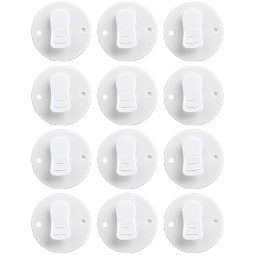 12 Pack White Shower Curtain Clips with Adhesive Weights