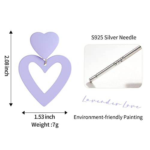 Poptopping Double Heart Drop Zinc Earrings Purple Heart Earrings Love Heart Dangle Earrings For Women Valentine's Day Mother's Day Gift (Purple) #TOP5