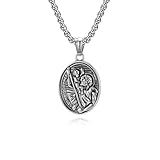 KRXSOBNV Halskette aus Titanstahl, St.-Christophorus-Halskette for Reisende, schützender Anhänger aus Titanstahl(Silver)