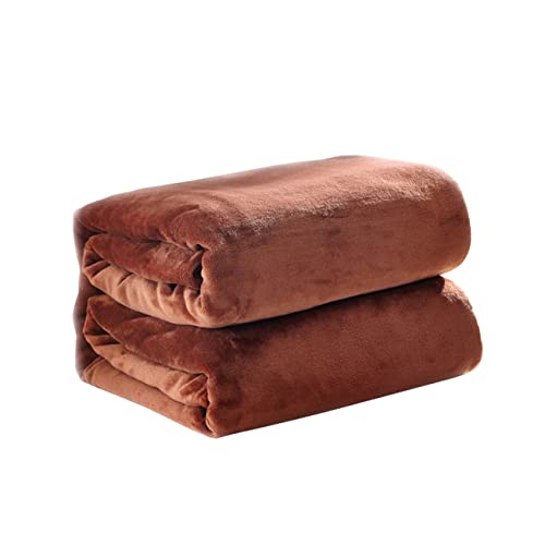 SEWOART de Vellón Súper Suave Ropa de Cama Sólida Funda de Sofá de Franela 120 X 200 Cm Sábana de Color Café