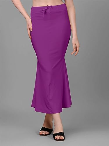 Image of Women's Saree Shapewear Petticoat, Cotton Blend Stretchable Mermaid Skirt, High Waist Tummy Control, Smooth Curve Fit with Adjustable Drawstring