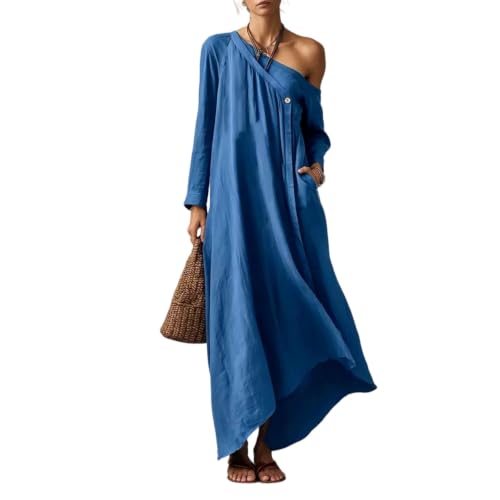 Vestido para mujer de un hombro y diseño liso de silueta holgada moderna