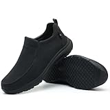 TEYTAP Non Slip Work Shoes for Men Women Waterproof Slip Resistant Chef Kitchen Restaurant Food Service Nursing Slip on Loafers Lightweight Walking Sneakers Zapatos de Cocina para Hombres Mujer Black