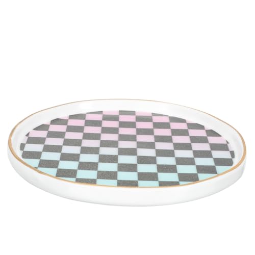 UKCOCO Plato de Cerámica Nórdico para Joyas y Baratijas Bandeja Decorativa Resistente y para Cosméticos y Accesorios Fácil Limpieza para Baño y Tocador