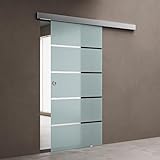 doporro Glasschiebetür Komplettset 77,5 x 205 cm | 15mm Wandabstand | Schiebetür mit...