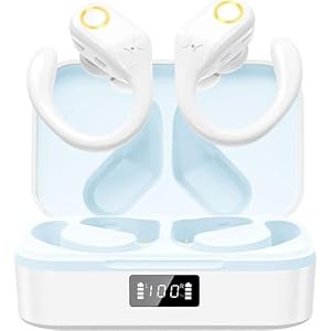 Bluetooth Headphones Wireless Earbuds with Earhooks 60Hrs Playback Ear Buds Power Display with ENC Noise Canceling Mic Over-Ear