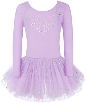 Zaclotre Kid Girls Long Sleeve Leotards Ballet Dance Sparkly Tutu Dress Ballerina Outfits