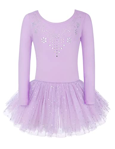 Zaclotre Kid Girls Long Sleeve Leotards Ballet Dance Sparkly Tutu Dress Ballerina Outfits