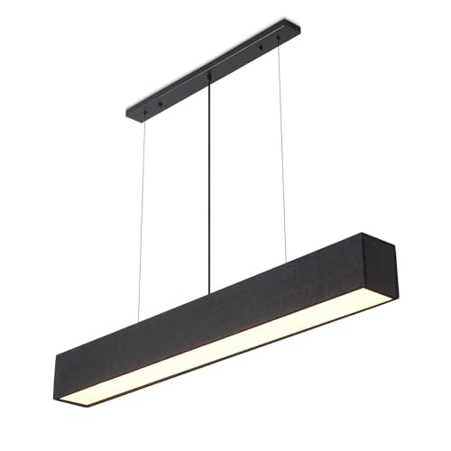 PIOUTNF Moderne Kücheninsel Pendelleuchte, 114CM Linear Hängelampe, LED Esszimmerlampe, Hängende Hängeleuchte, Höhenverstellbare Esstischlampe, für Küche, Wohnzimmer, Büro, ohne Batterien, Schwarz