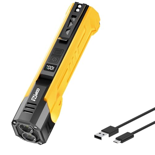 COPPA Lampe Travail, LED Lampe Inspection 3000mAh Rechargeable 120°Rotable Double Source Lumière avec SOS Stroboscopique Rouge Portable COB Lampe D'atelier Magnétique pour Outdoor Randonnée Working