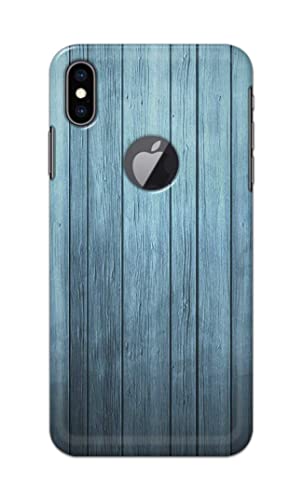 Image of Printed Hard Back Cover Case for Apple iPhone Xs Max Logo View Back Cover (Wooden Blue) -1302