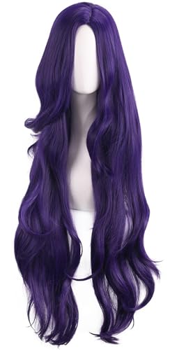 Perruque violet foncé Rarity cosplay de 90cm aux longs cheveux ondulés pour costume de licorne