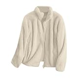 Genérico Abrigo Borrego Sin Capucha Chaqueta Invierno de Lana Chaquetas Pelo Elegantes Abrigos de para Mujer Largos Chaqueta de Pelo Casaca Invierno Mujer Beige XL