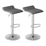 WOLTU Tabouret Bar Lot de 2, Chaise Haute Cuisine, Pivotant à 360°, Hauteur Réglable, pour Bar, Cuisine, Comptoir, Café, PVC+Métal, avec Repose Pieds, Gris+argenté